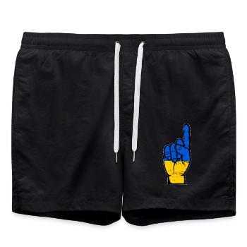 Ukraine flag number 1 used - Swim Trunks - black - Front - AI Model Male 185 light (185cm)