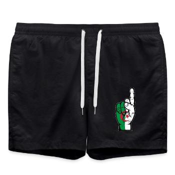Algerien Flagge Nummer 1 used - Badeshorts - Schwarz - Vorne - AI Model Male 185 light (185cm)