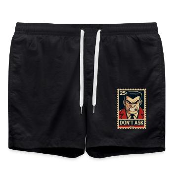 Angry Guy Stamp: Don't Ask - Swim Trunks - black - Front - AI Model Male 185 light (185cm)