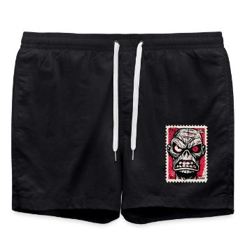 Crâne en colère sur timbre-poste - Short de bain - noir - Devant - AI Model Male 185 light (185cm)