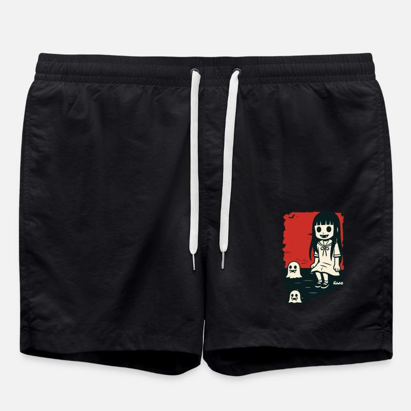 Creepy girl with ghosts - Swim Trunks - black