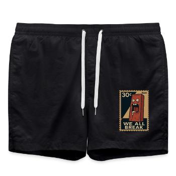 Emo-Ziegelstein – Briefmarke der Überforderung - Badeshorts - Schwarz - Vorne - AI Model Male 185 light (185cm)