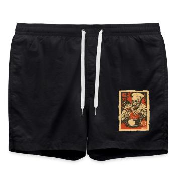 Skelett Koch mit Assistent und Kochtopf - Badeshorts - Schwarz - Vorne - AI Model Male 185 light (185cm)