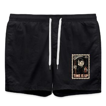 Lächelnder Sensenmann mit Sanduhr Retro - Badeshorts - Schwarz - Vorne - AI Model Male 185 light (185cm)
