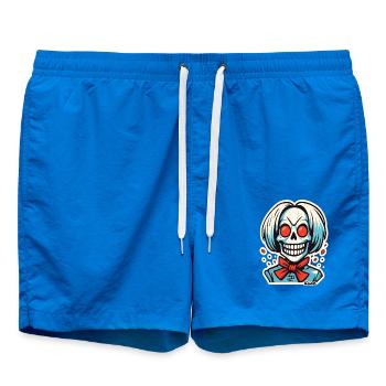 Grinning skeleton with red ribbon - Swim Trunks - cobalt blue - Front
