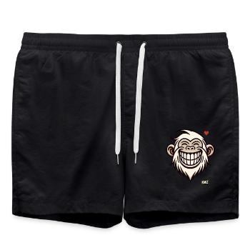 Grinsender Affe mit Herz - Badeshorts - Schwarz - Vorne - AI Model Male 185 light (185cm)