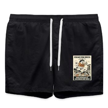 Flying annoying neighbor in the residential area - Swim Trunks - black - Front - AI Model Male 185 light (185cm)