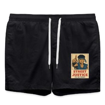 Street Fighter Comic Retro Street Justice Chemise - Short de bain - noir - Devant - AI Model Male 185 light (185cm)