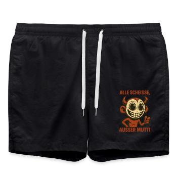Grinsender Teufel mit Spruch über die gute Mutter - Badeshorts - Schwarz - Vorne - AI Model Male 185 light (185cm)