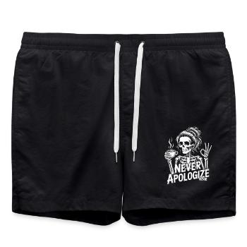 Skelettfrau mit Kaffee und OK-Handzeichen - Badeshorts - Schwarz - Vorne - AI Model Male 185 light (185cm)