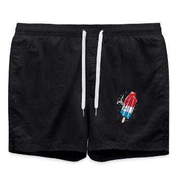 Astronaut Popsicle Ice Cream - Summer American - Swim Trunks - black - Front - AI Model Male 185 light (185cm)