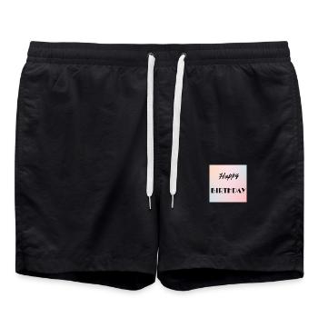 BIRTHDAY,HAPPY BIRTHDAY,HAPPY BIRTHDAY - Swim Trunks - black - Front - AI Model Male 185 light (185cm)
