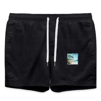 Summer Vibes in Aruba: Eagle Beach with a Grunge T - Badeshorts - Schwarz - Vorne - AI Model Male 185 light (185cm)