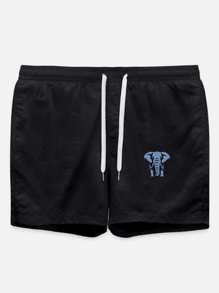 Elephant Silhouette White Logo - Swim Trunks - black