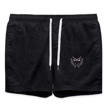 Modern Owl: Abstract, Minimalist Art - Swim Trunks - black - Front - AI Model Male 185 light (185cm)
