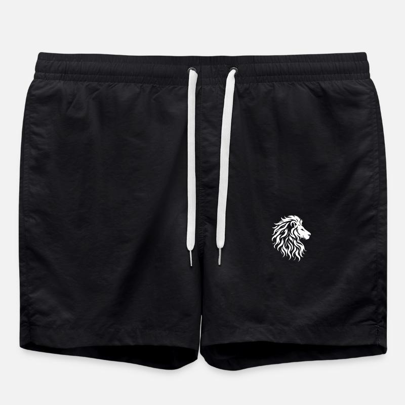 Majestic lion head silhouette - Swim Trunks - black