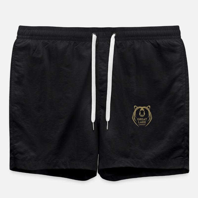 Great Bear Lake Silhouette Face - Swim Trunks - black