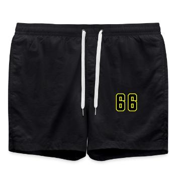 66 Zahl Trikot - Badeshorts - Schwarz - Vorne - AI Model Male 185 light (185cm)