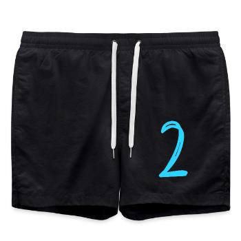 2 YEARS. 2ND ANNIVERSARY. BIRTHDAY 2 YEARS. TWO - Swim Trunks - black - Front - AI Model Male 185 light (185cm)
