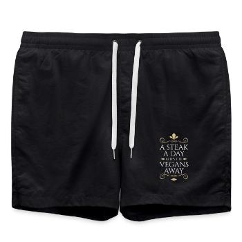 Bifteck Fantaisie Anti-végétalien Doré - Short de bain - noir - Devant - AI Model Male 185 light (185cm)