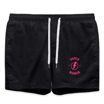 Maman - Fête des Mères - Anniversaire - Bébé - Short de bain - noir - Devant - AI Model Male 185 light (185cm)