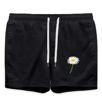 Marguerite fleur avec tige - Short de bain - noir - Devant - AI Model Male 185 light (185cm)