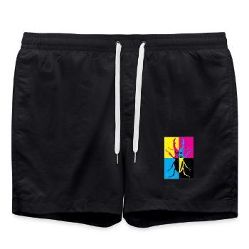 Estilo Pop Art con Escarabajo de Colores - Badeshorts - Schwarz - Vorne - AI Model Male 185 light (185cm)