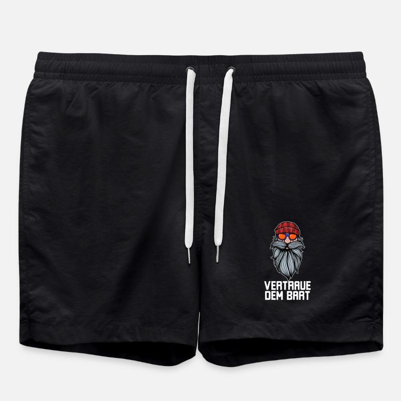Humorvoll Bart Ziegenbart Statement Bartfrisur - Badeshorts - Schwarz