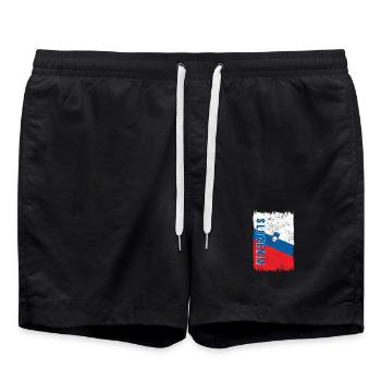 Drapeau vintage de Slovénie - Short de bain - noir - Devant - AI Model Male 185 light (185cm)
