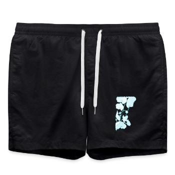exotische Blumendrucke, abstrakt Orchideen muster - Badeshorts - Schwarz - Vorne - AI Model Male 185 light (185cm)