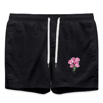 faszinierender rosafarbene Blumenstrauß aus Nelken - Badeshorts - Schwarz - Vorne - AI Model Male 185 light (185cm)