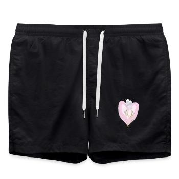 Illustration de coeur de tulipe blanche douce - Short de bain - noir - Devant - AI Model Male 185 light (185cm)