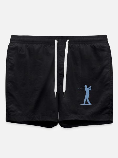 Golfer Abschlag Silhouette - Herren Design - Badeshorts - Schwarz
