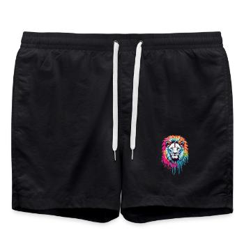 Tête de lion colorée - Short de bain - noir - Devant - AI Model Male 185 light (185cm)
