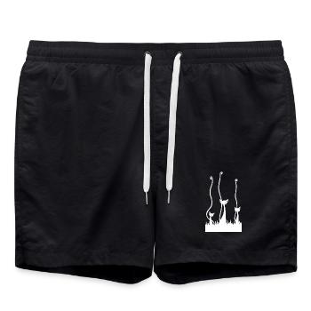 The Three White Cats - Swim Trunks - black - Front - AI Model Male 185 light (185cm)