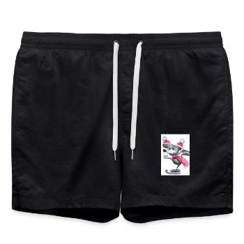 Festliche Maus mit Weihnachtsmütze - Badeshorts - Schwarz - Vorne - AI Model Male 185 light (185cm)