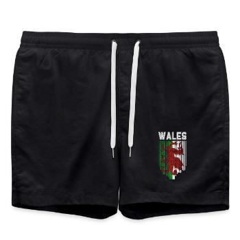 Flagge von Wales, walisischer Stolz - Badeshorts - Schwarz - Vorne - AI Model Male 185 light (185cm)