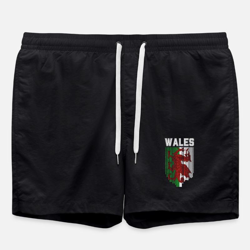 Flag of Wales, Welsh pride - Swim Trunks - black