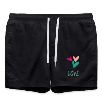 VALENTINSTAG. Junggesellinnenabschied. ICH LIEBE DICH. ICH LIEBE DICH. LIEBE - Badeshorts - Schwarz - Vorne - AI Model Male 185 light (185cm)