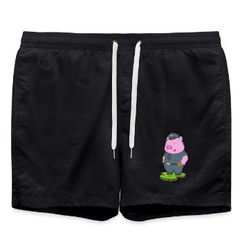 Schwein Polizist Polizei - Badeshorts - Schwarz - Vorne - AI Model Male 185 light (185cm)
