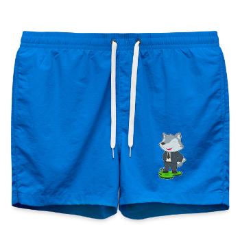 Wolf Groom Tie Wedding - Swim Trunks - cobalt blue - Front