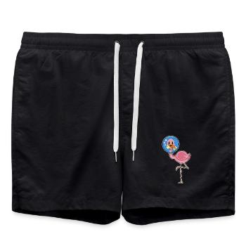 Poisson flamant rose - Short de bain - noir - Devant - AI Model Male 185 light (185cm)