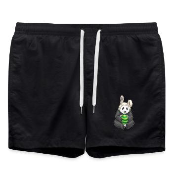 Panda Ostern Hasenohren - Badeshorts - Schwarz - Vorne - AI Model Male 185 light (185cm)