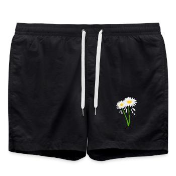 Dekorative Blüte an grünem Stiel - Badeshorts - Schwarz - Vorne - AI Model Male 185 light (185cm)
