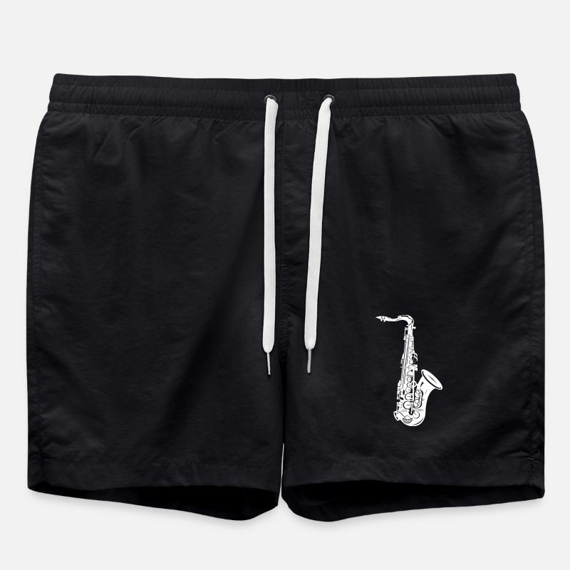 Saxophone Sketch - Swim Trunks - black