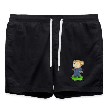 Affe Bräutigam Anzug Hochzeit - Badeshorts - Schwarz - Vorne - AI Model Male 185 light (185cm)