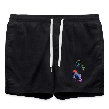 Singe avec des écouteurs 🎧 - Short de bain - noir - Devant - AI Model Male 185 light (185cm)