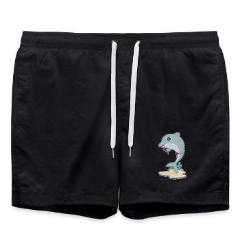 Delfin Dart Dartpfeil - Badeshorts - Schwarz - Vorne - AI Model Male 185 light (185cm)