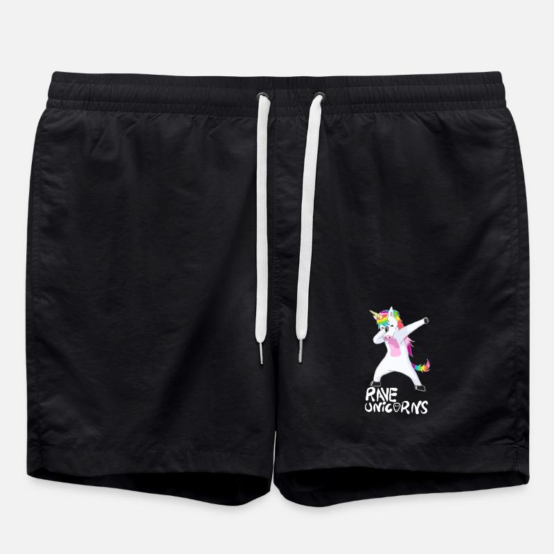 Logo Rave Unicorns White Text - Badeshorts - Schwarz