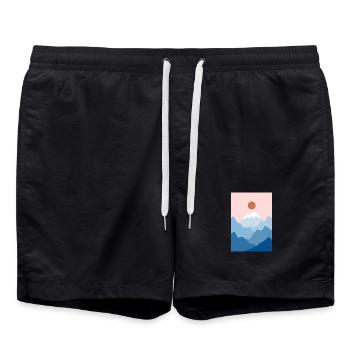 Berglandschaft 2 - Badeshorts - Schwarz - Vorne - AI Model Male 185 light (185cm)